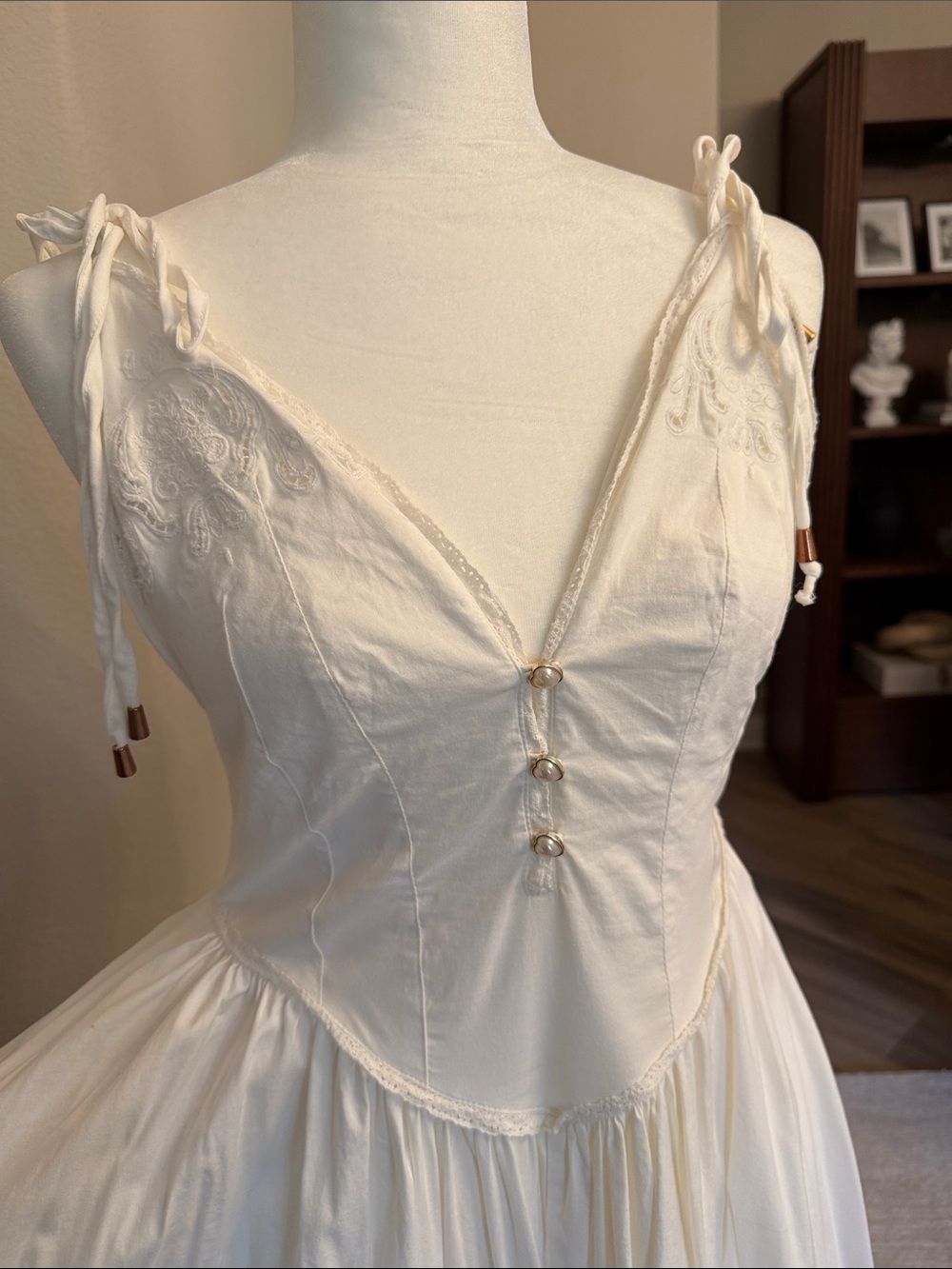 Free People Ivory Maxi Dress with Tie Straps - Picture 6 of 11